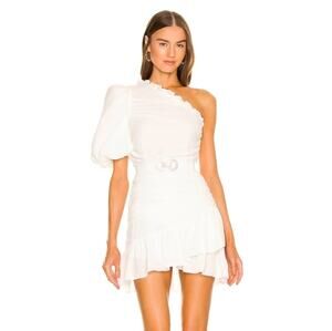 Mergim Magda Bridal One Shoulder Dress White Size 2 US Size Medium *No Belt*